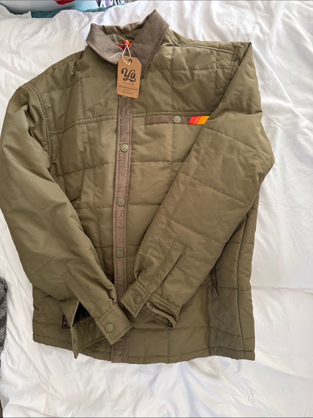 NWT Yo Colorado fleece lined jacket. Quilted puffer with contrasted collar.